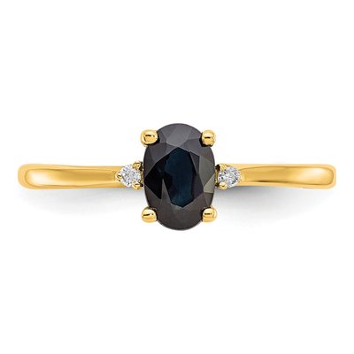 14K Yellow Gold Sapphire & Diamond Birthstone Ring – view 5