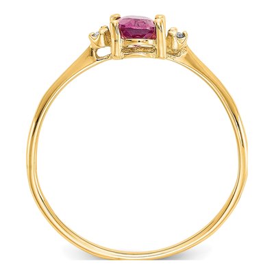 14K Yellow Gold Pink Tourmaline & Diamond Birthstone Ring – view 3