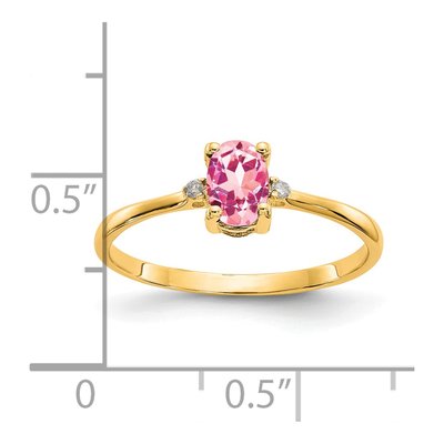 14K Yellow Gold Pink Tourmaline & Diamond Birthstone Ring – view 4