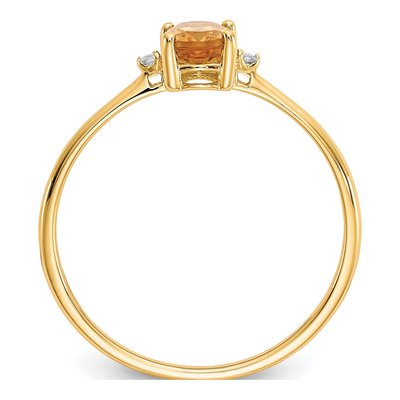 14K Yellow Gold Citrine & Diamond Birthstone Ring – view 3
