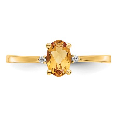 14K Yellow Gold Citrine & Diamond Birthstone Ring – view 6