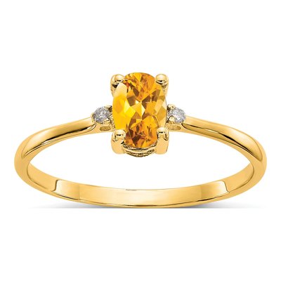 14K Yellow Gold Citrine & Diamond Birthstone Ring
