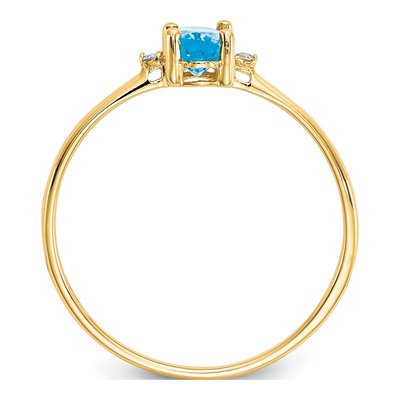 14K Yellow Gold Swiss Blue Topaz & Diamond Birthstone Ring – view 2