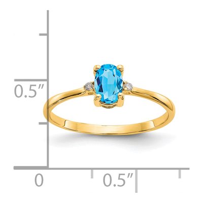 14K Yellow Gold Swiss Blue Topaz & Diamond Birthstone Ring – view 3