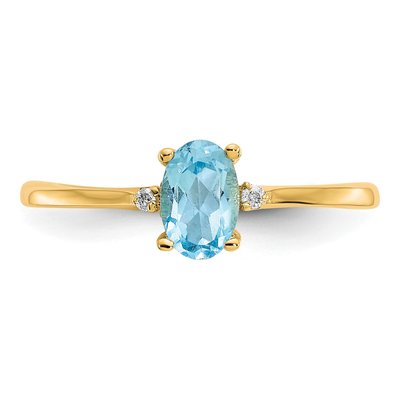 14K Yellow Gold Swiss Blue Topaz & Diamond Birthstone Ring – view 5