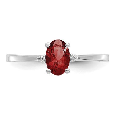 14K White Gold Garnet & Diamond Birthstone Ring – view 5