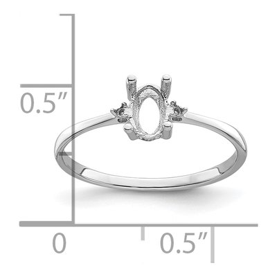 14K White Gold Diamond Oval Birthstone Ring Mounting – view 6