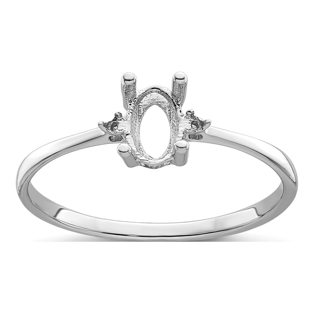 14K White Gold Diamond Oval Birthstone Ring Mounting