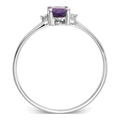 14K White Gold Amethyst & Diamond Birthstone Ring – view 2