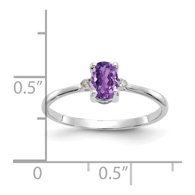14K White Gold Amethyst & Diamond Birthstone Ring – view 3
