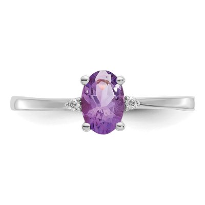 14K White Gold Amethyst & Diamond Birthstone Ring – view 5