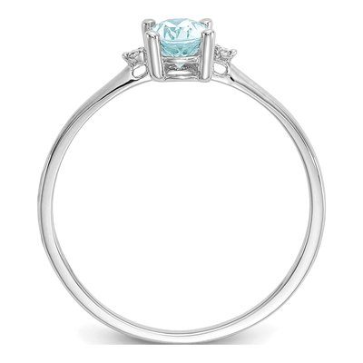 14K White Gold Aquamarine & Diamond Birthstone Ring – view 3
