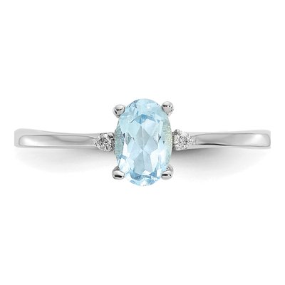 14K White Gold Aquamarine & Diamond Birthstone Ring – view 6