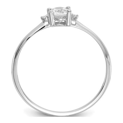 14K White Gold White Topaz & Diamond Birthstone Ring – view 2