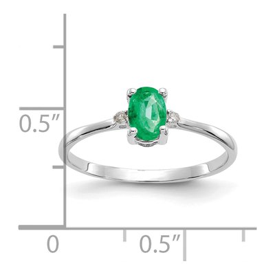14K White Gold Emerald & Diamond Birthstone Ring – view 3