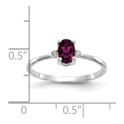 14K White Gold Rhodolite Garnet & Diamond Oval Birthstone Ring – view 3
