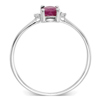 14K White Gold Ruby & Diamond Birthstone Ring – view 2