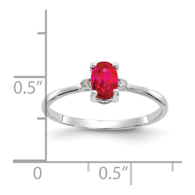 14K White Gold Ruby & Diamond Birthstone Ring – view 3
