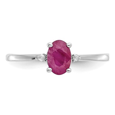 14K White Gold Ruby & Diamond Birthstone Ring – view 5