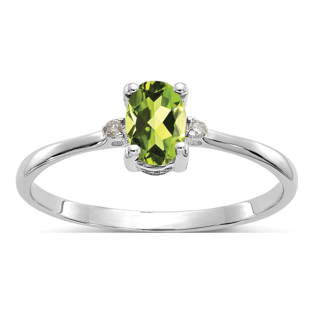 14K White Gold Peridot & Diamond Birthstone Ring