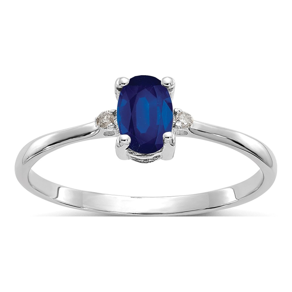 14K White Gold Sapphire & Diamond Birthstone Ring