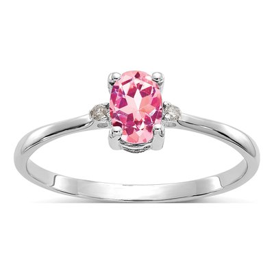 14K White Gold Pink Tourmaline & Diamond Ring