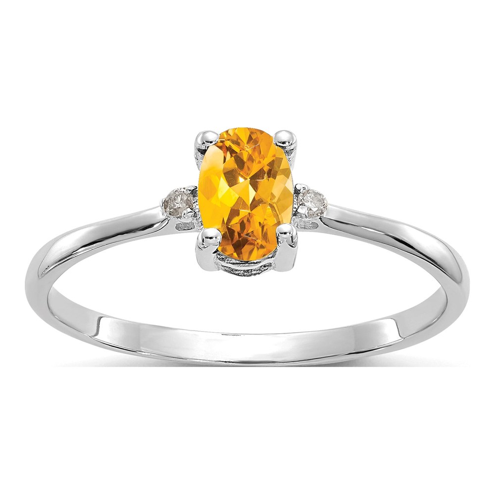 14K White Gold Citrine & Diamond Birthstone Ring