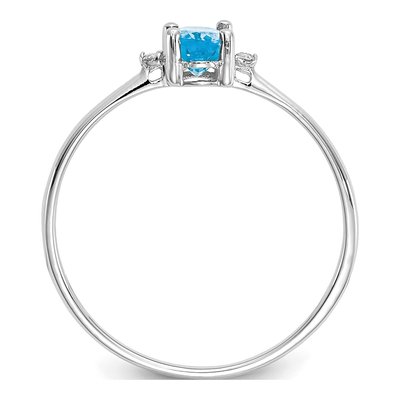 14K White Gold Swiss Blue Topaz & Diamond Birthstone Ring – view 2