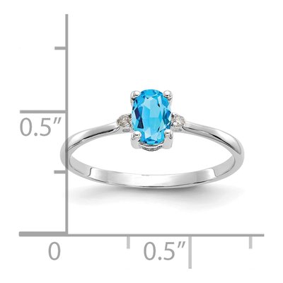 14K White Gold Swiss Blue Topaz & Diamond Birthstone Ring – view 3