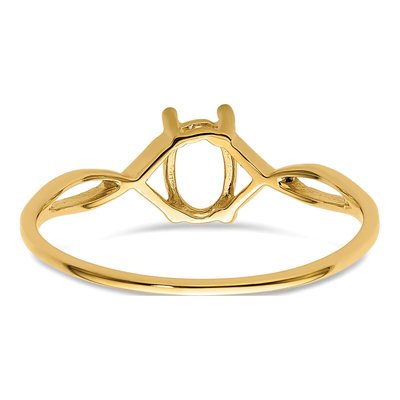 14K Yellow Gold Oval Birthstone Ring Mounting – view 4