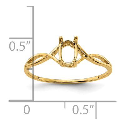 14K Yellow Gold Oval Birthstone Ring Mounting – view 6