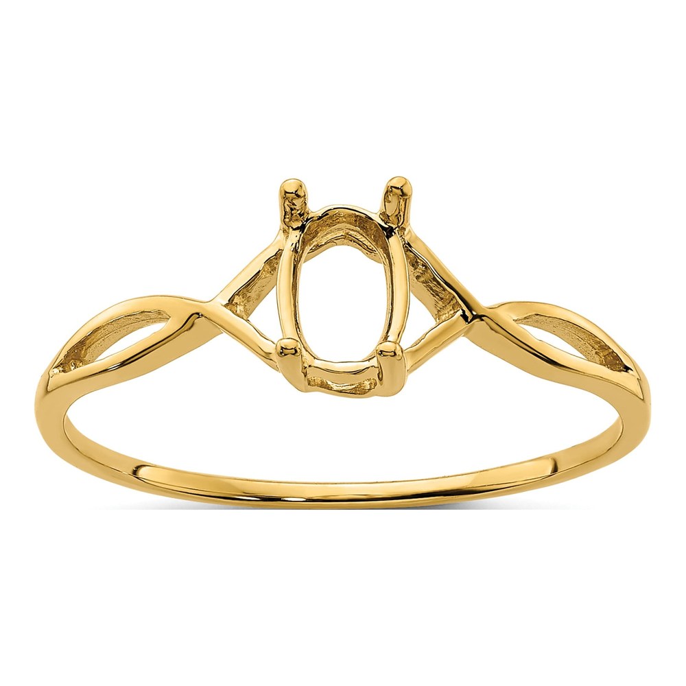 14K Yellow Gold Oval Birthstone Ring Mounting
