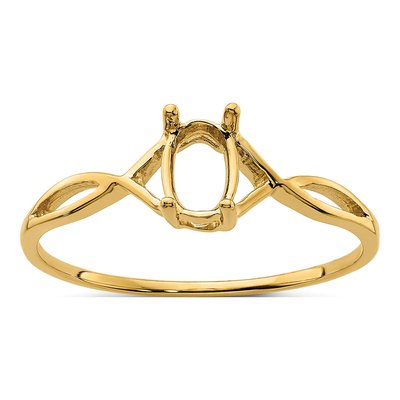 14K Yellow Gold Oval Birthstone Ring Mounting
