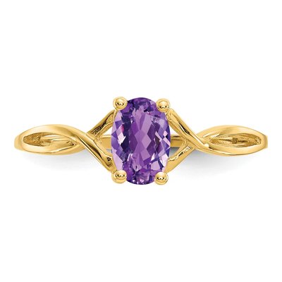 14K Yellow Gold Amethyst Birthstone Ring – view 5