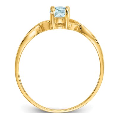 14K Yellow Gold Aquamarine Birthstone Ring – view 2