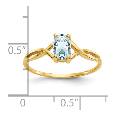 14K Yellow Gold Aquamarine Birthstone Ring – view 3