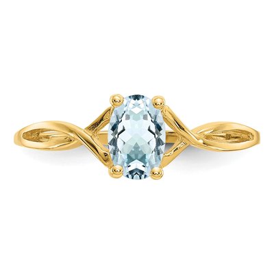 14K Yellow Gold Aquamarine Birthstone Ring – view 5