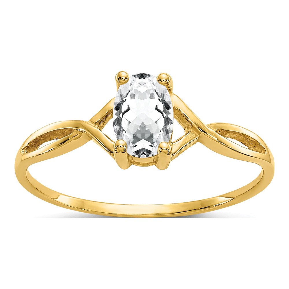 14K Yellow Gold White Topaz Birthstone Ring