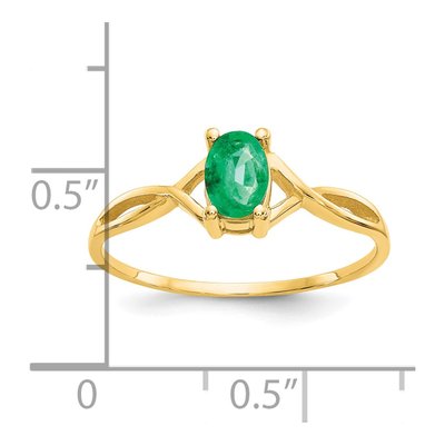 14K Yellow Gold Emerald May Birthstone Ring – view 5