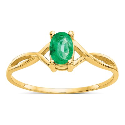 14K Yellow Gold Emerald May Birthstone Ring