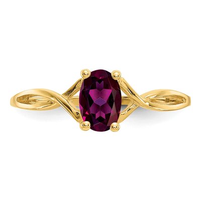 14K Yellow Gold Rhodolite Garnet Birthstone Ring – view 5