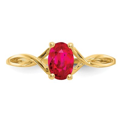 14K Yellow Gold Ruby Birthstone Ring – view 6