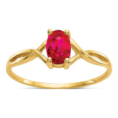 14K Yellow Gold Ruby Birthstone Ring