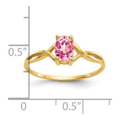 14K Yellow Gold Pink Tourmaline Oval Birthstone Ring – view 4