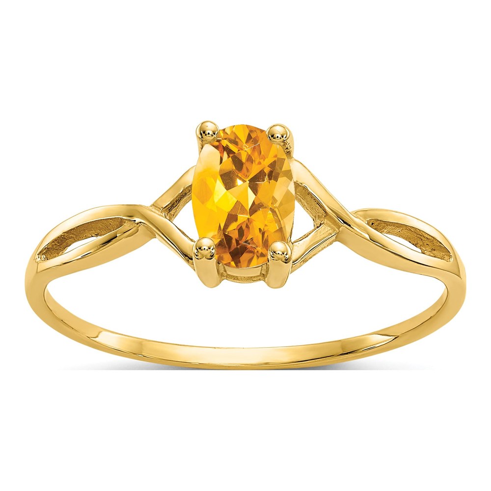 14K Yellow Gold Genuine Citrine Birthstone Ring