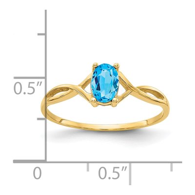 14K Yellow Gold Swiss Blue Topaz Oval Birthstone Ring – view 4