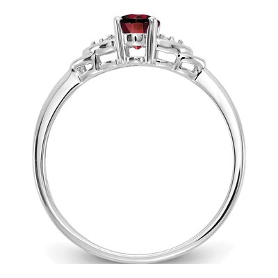14K White Gold Garnet & Diamond Oval Ring – view 2