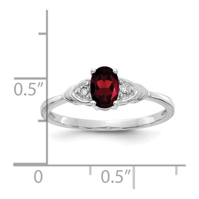 14K White Gold Garnet & Diamond Oval Ring – view 3