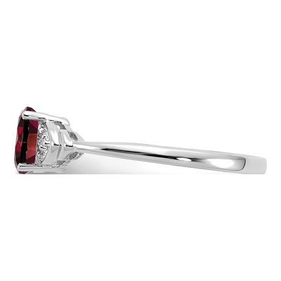 14K White Gold Garnet & Diamond Oval Ring – view 4
