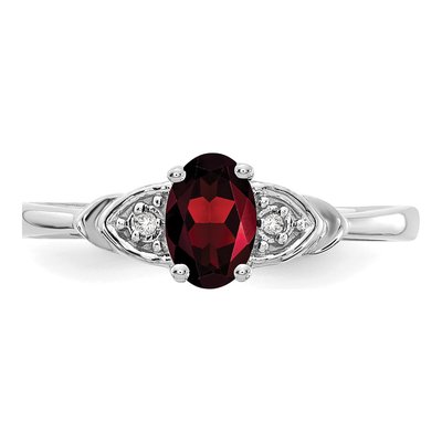 14K White Gold Garnet & Diamond Oval Ring – view 5